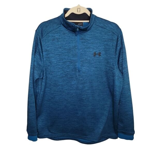 Under Armour Mens Cold Gear Pullover Jacket Heathered Blue Loose Fit Large - Picture 1 of 7